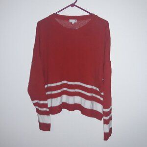 So Ladies size XL burnt orange w/ white stripes oversized light sweater